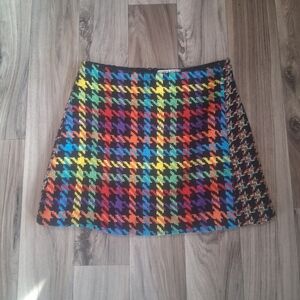 Alice+Olivia Darma Combo Tweed Mini Skirt Multicolor Houndstooth ASO TV Size 6